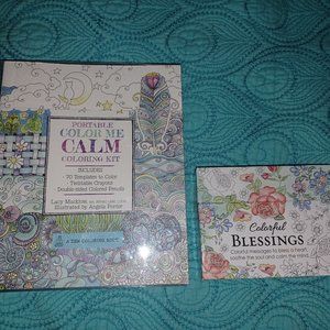 NEW Color Me Calm Coloring Kit Pencils Plus NEW Colorful Blessings Cards